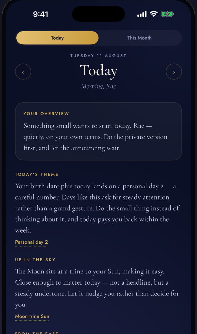 The Today screen, showing the daily reading